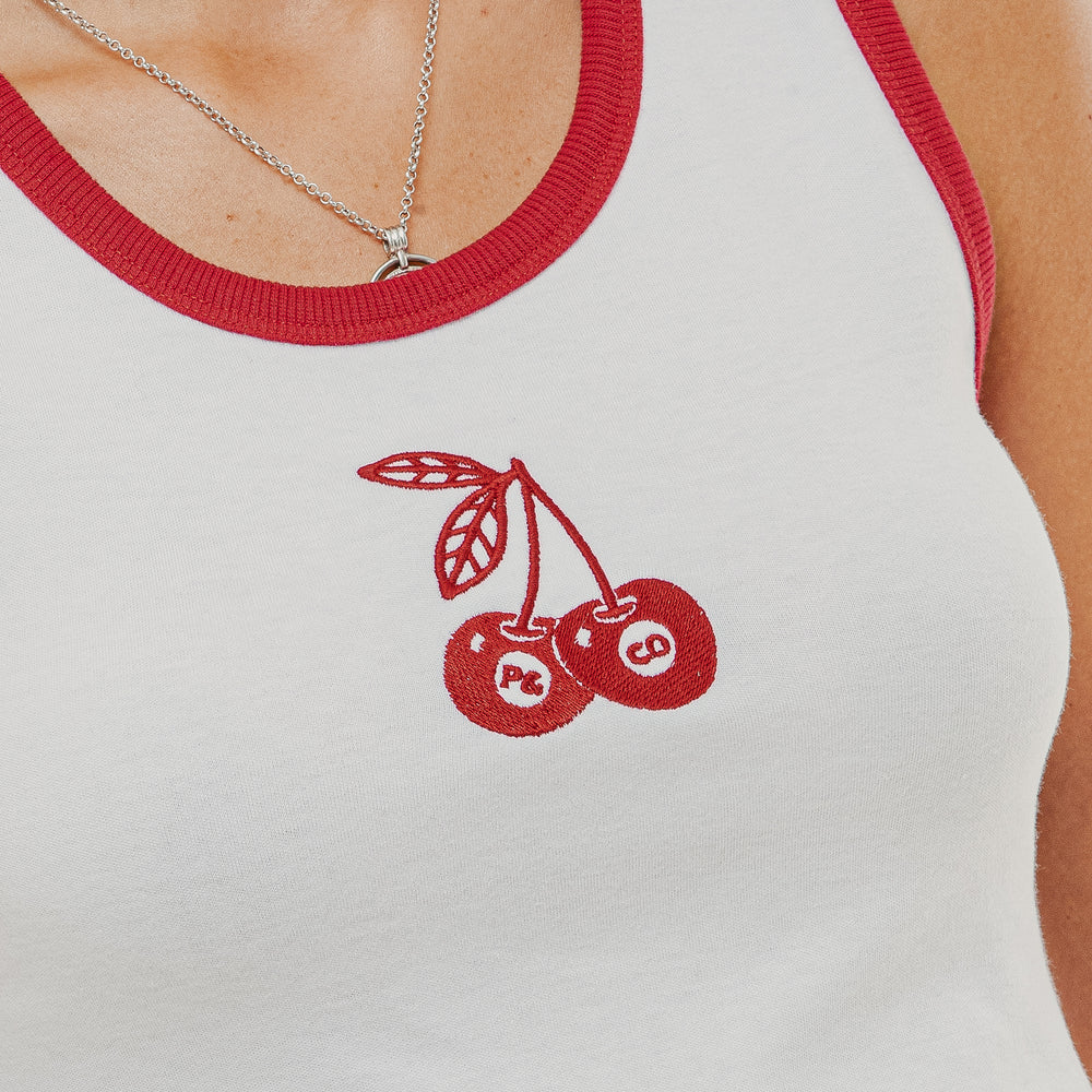 Ecru & Red Cherry Ringer Tank | Women's Tops, Vests, Tanks & P&Co - A ...