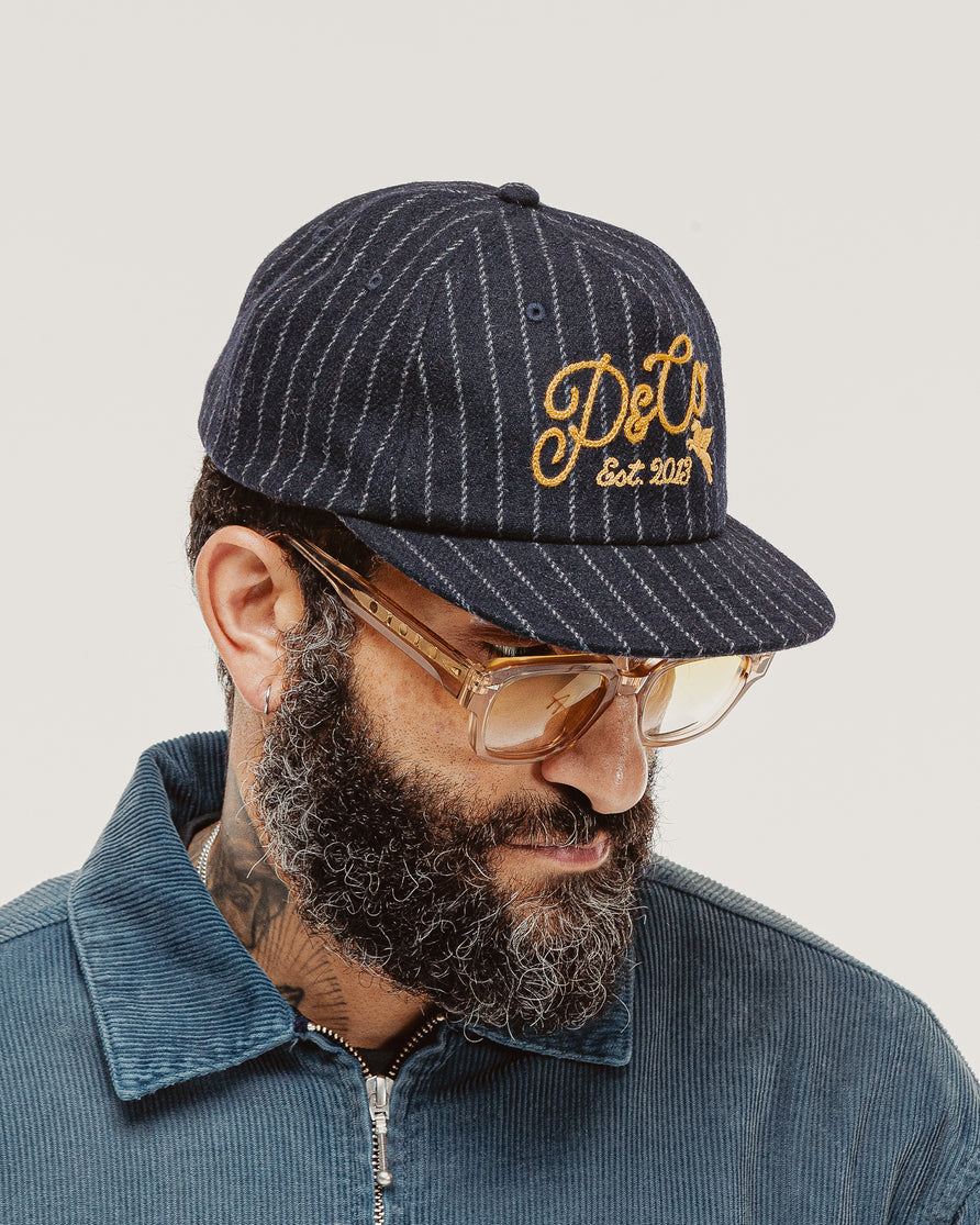 Flyers Wool 5 Panel Cap - Navy Pinstripe