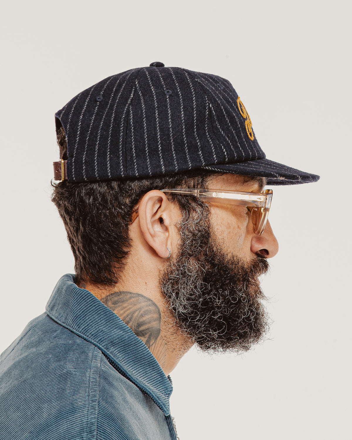 Flyers Wool 5 Panel Cap - Navy Pinstripe