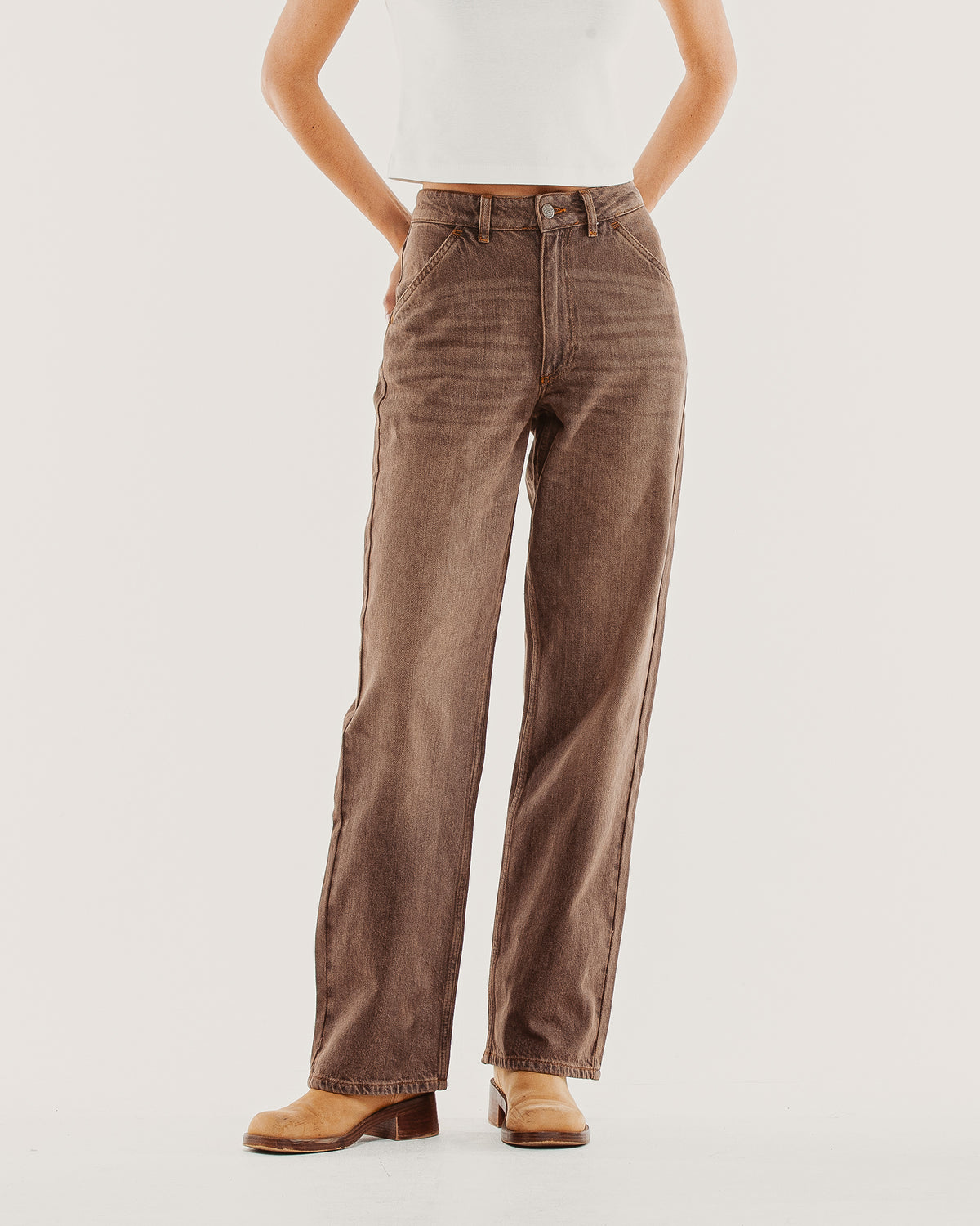 Nomad Weathered Denim Pant - Washed Brown