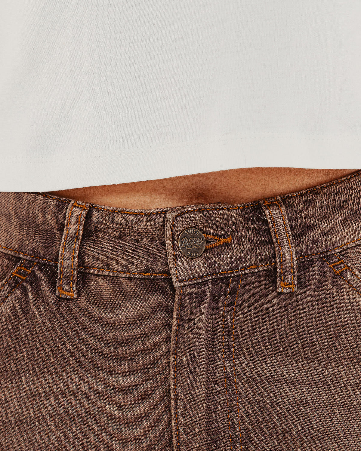 Nomad Weathered Denim Pant - Washed Brown