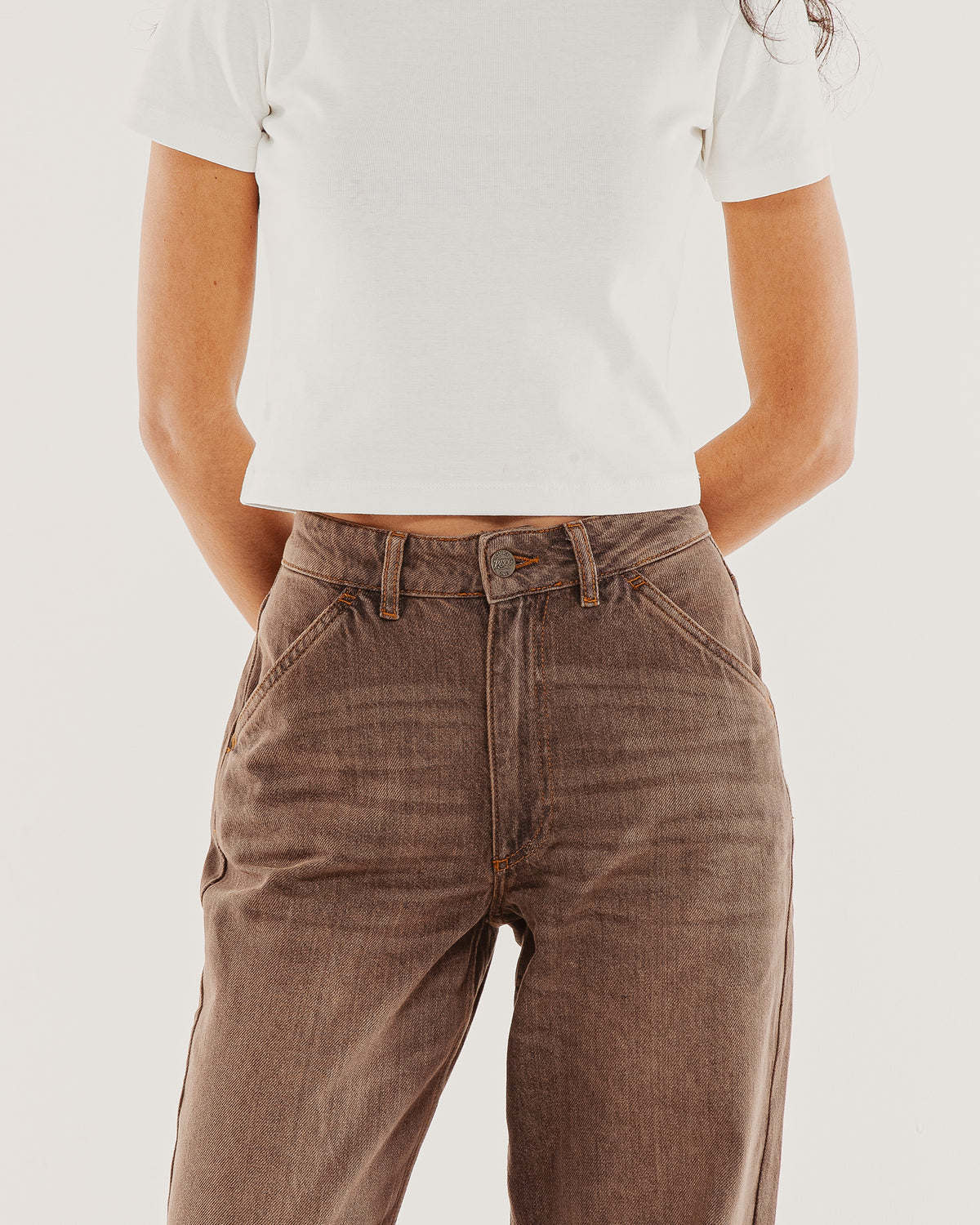 Nomad Weathered Denim Pant - Washed Brown