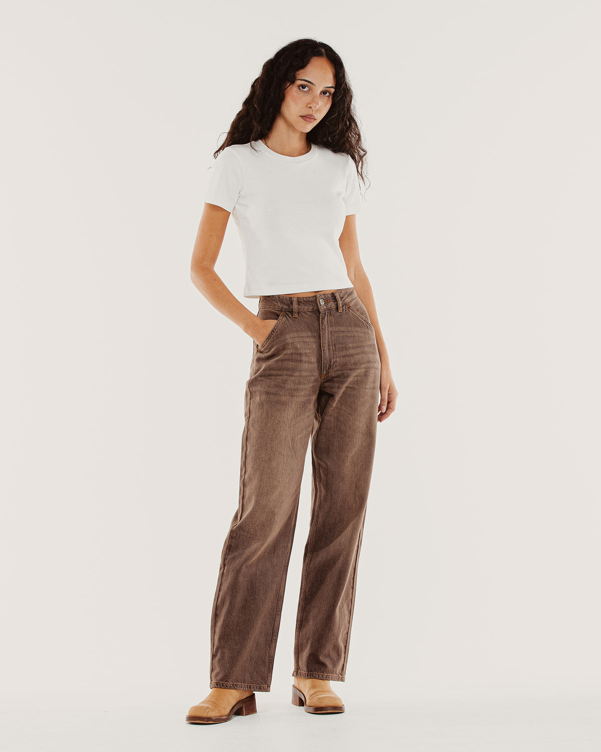Nomad Weathered Denim Pant - Washed Brown