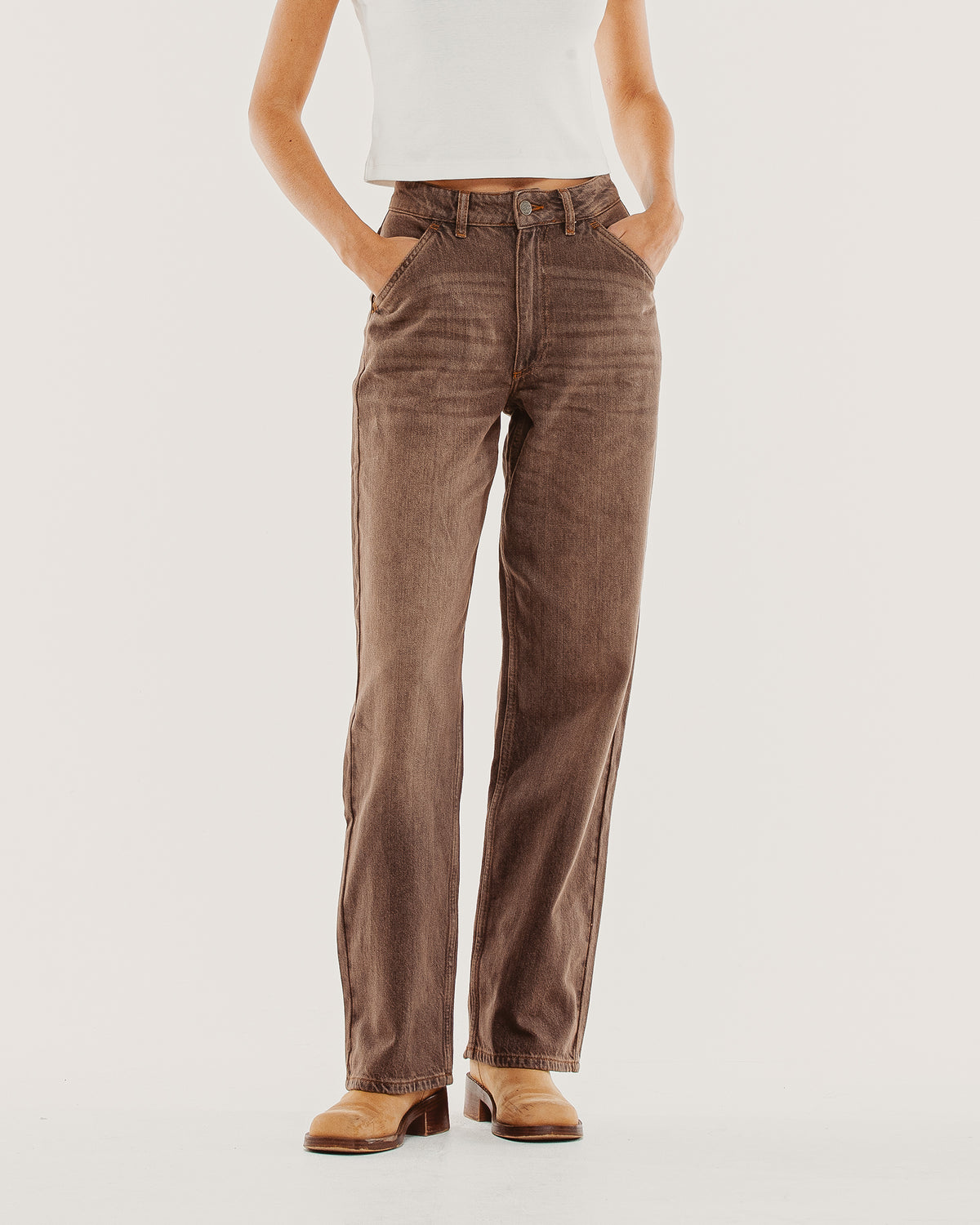Nomad Weathered Denim Pant - Washed Brown