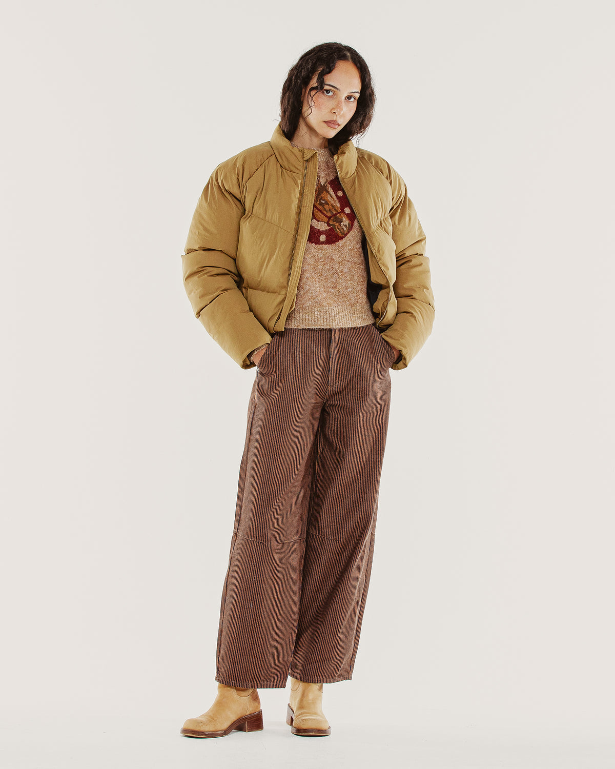 Grace Barrel Leg Jean - Brown Hickory Stripe