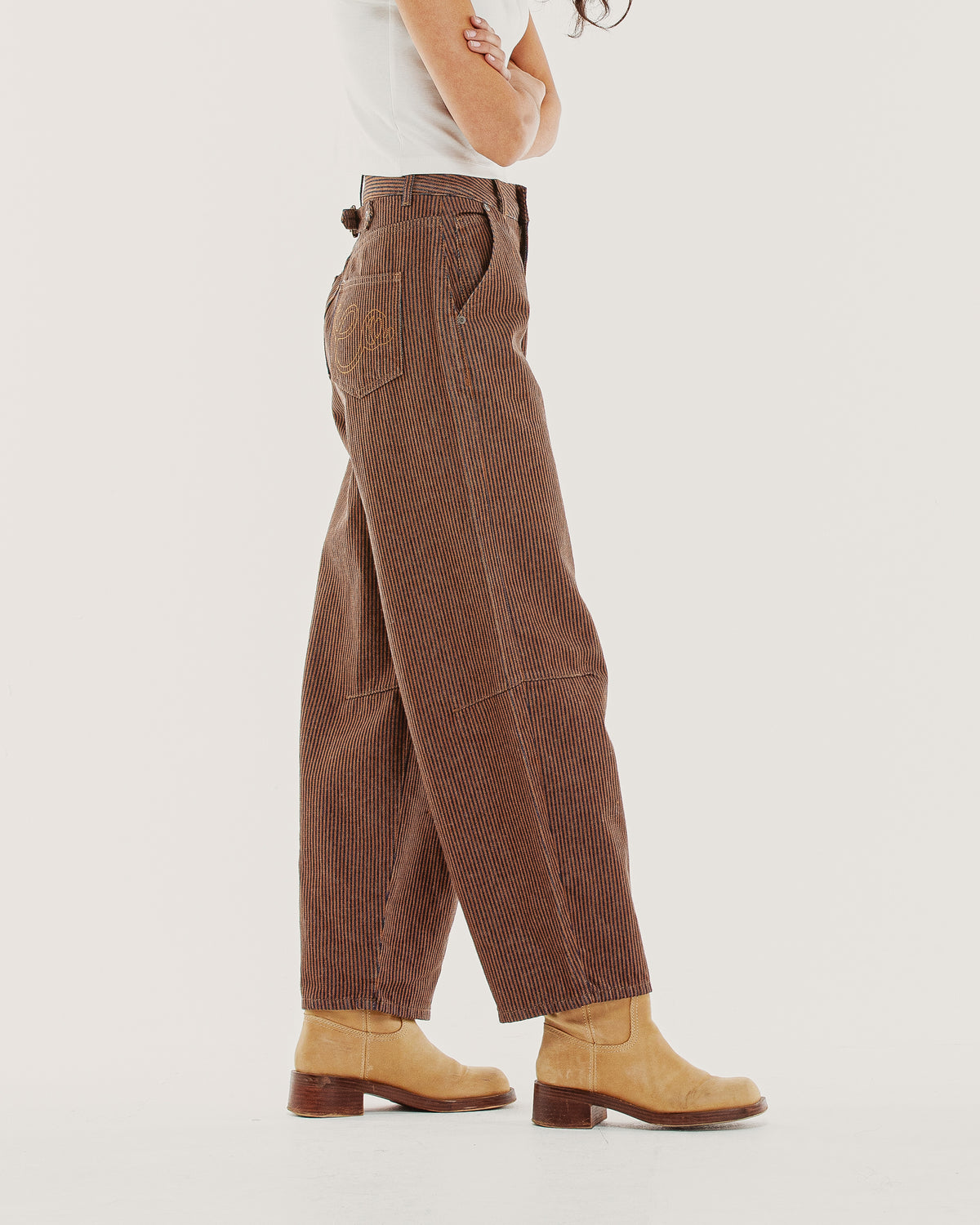 Grace Barrel Leg Jean - Brown Hickory Stripe