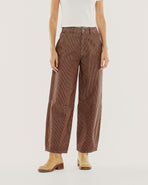 Grace Barrel Leg Jean - Brown Hickory Stripe