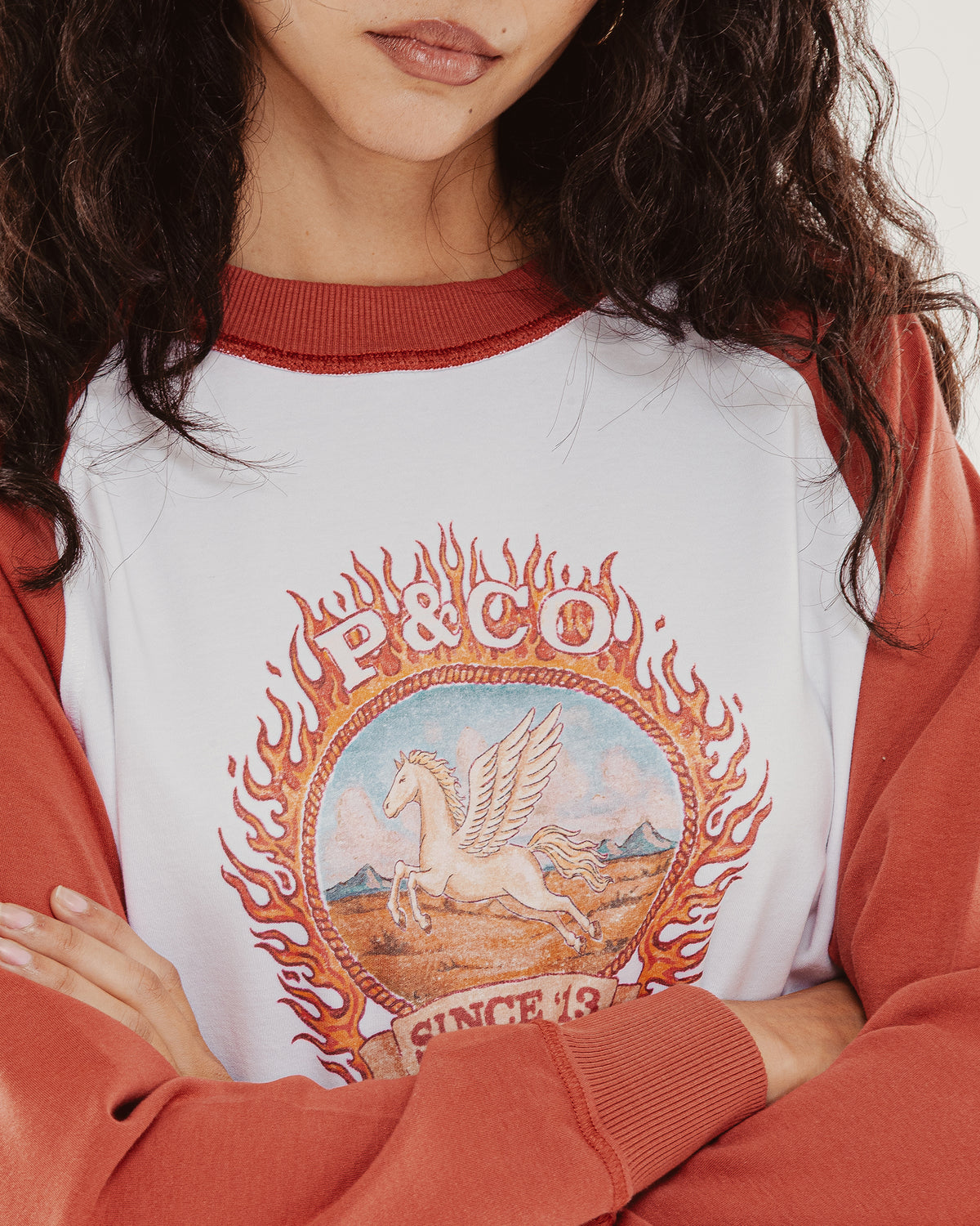 Pegasus Raglan Longsleeve - Ecru & Red