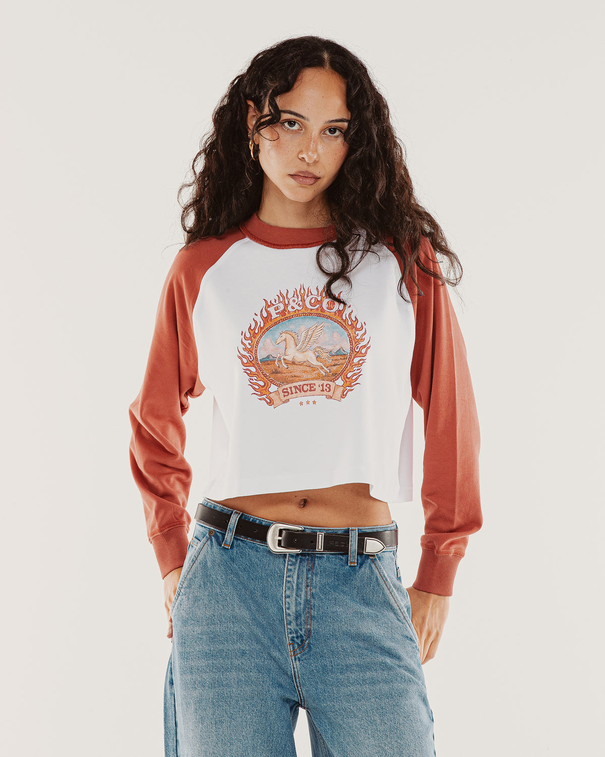 Pegasus Raglan Longsleeve - Ecru & Red