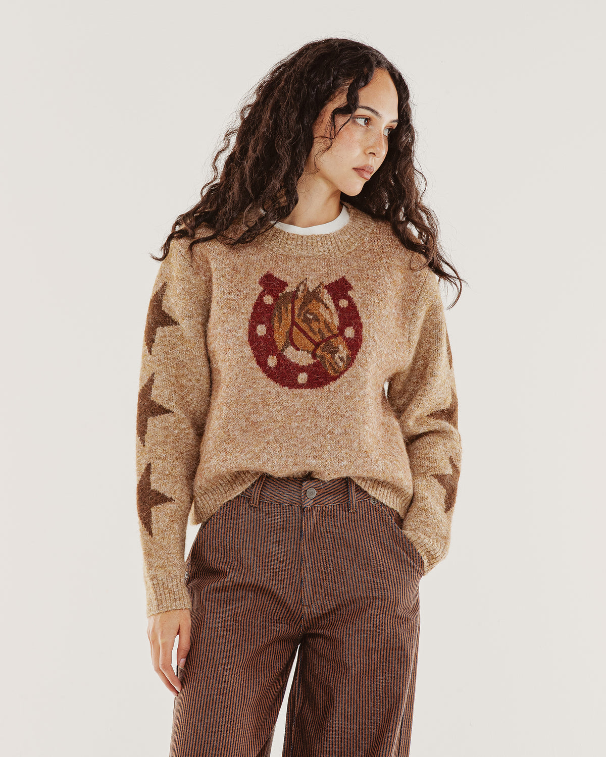 Shelby Intarsia Knit - Biscuit