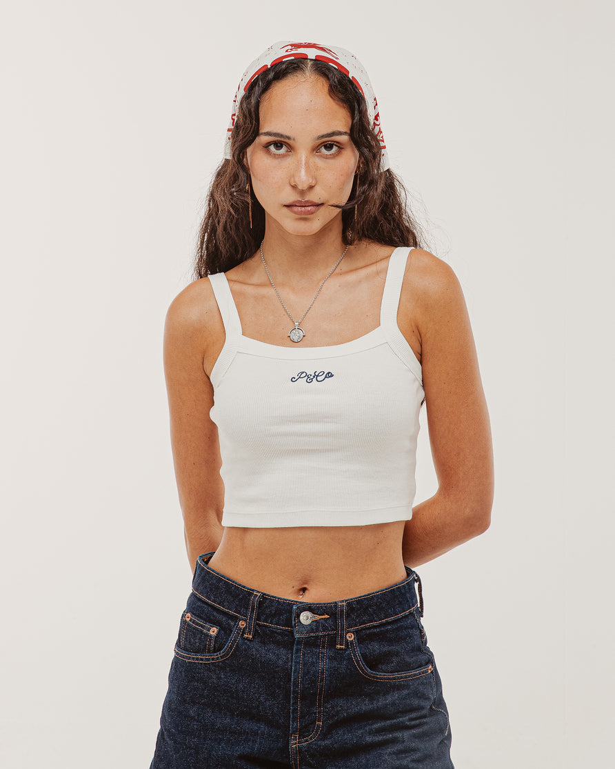 Ida Ribbed Cami Vest - White