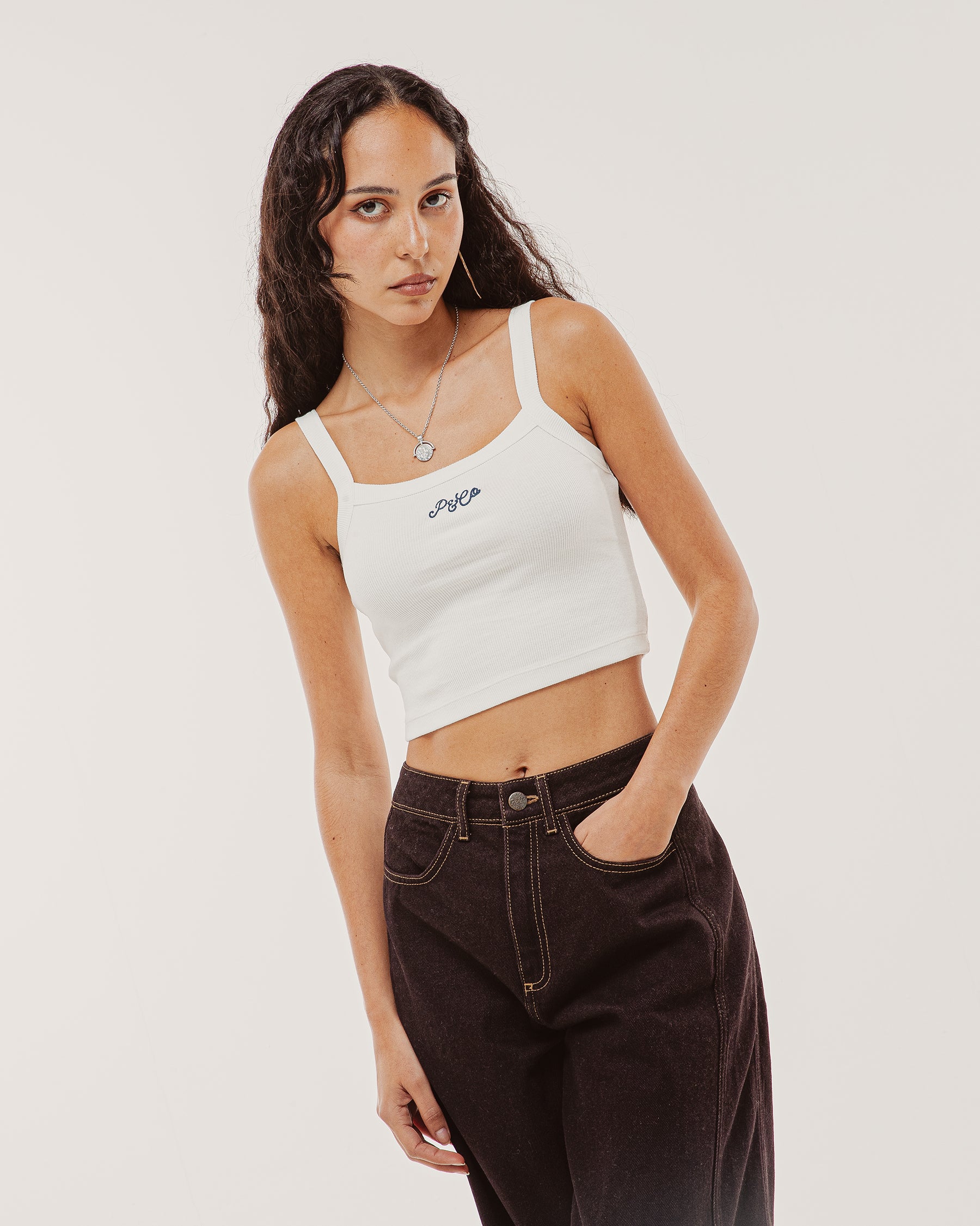 Ida Ribbed Cami Vest - White