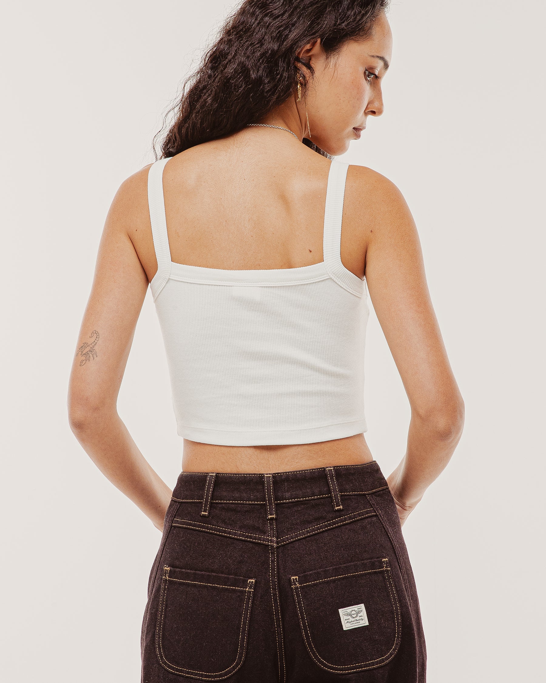 Ida Ribbed Cami Vest - White