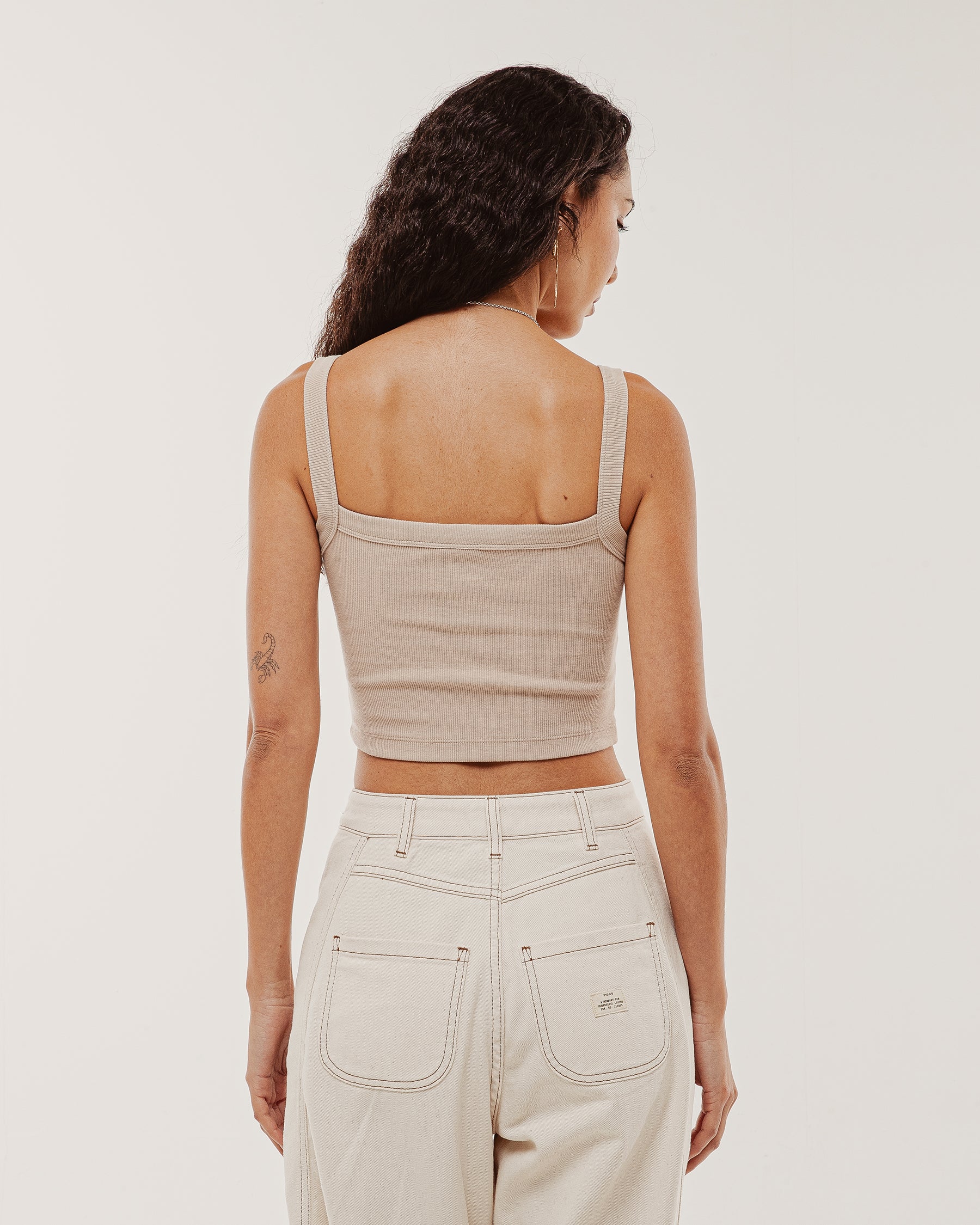 Ida Ribbed Cami Vest - Sand