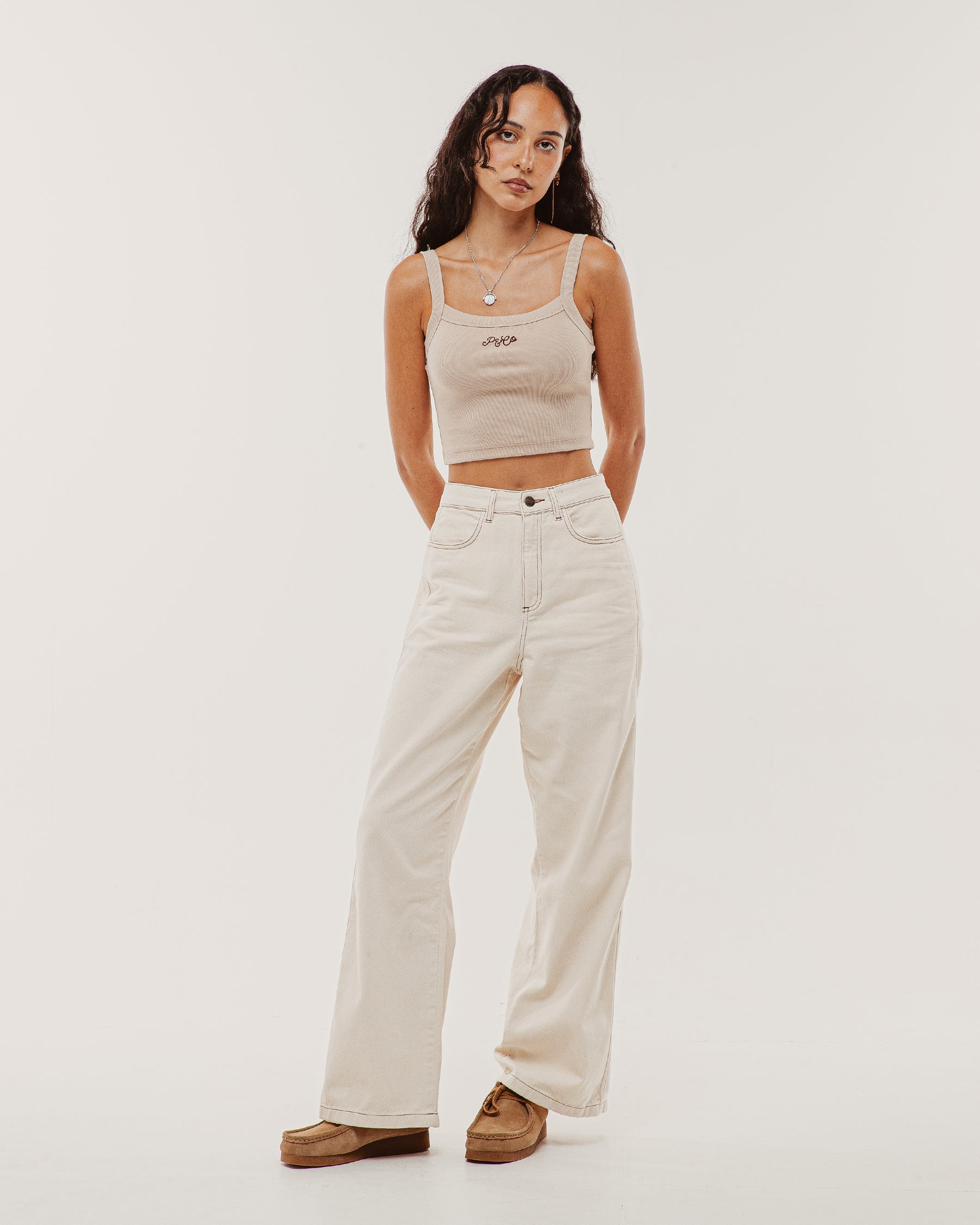 Ida Ribbed Cami Vest - Sand