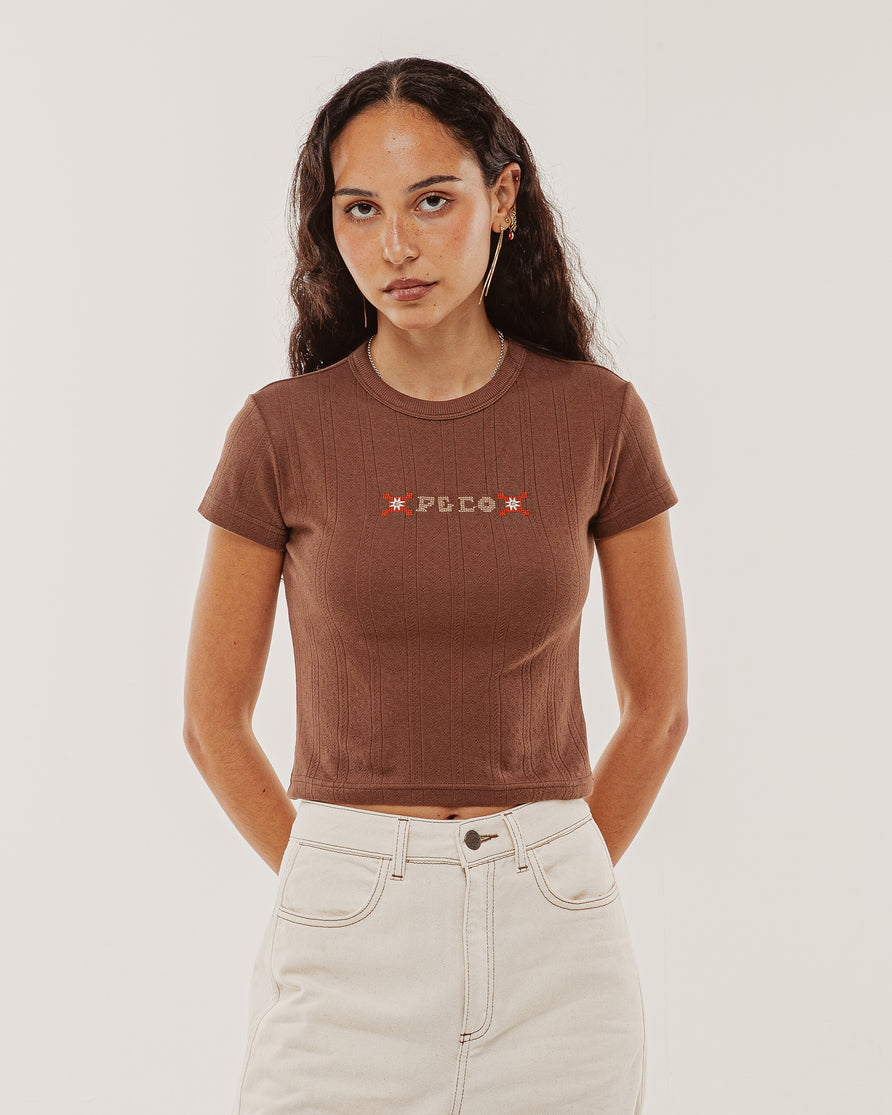 Elsie Embroidered Baby T-Shirt - Brown