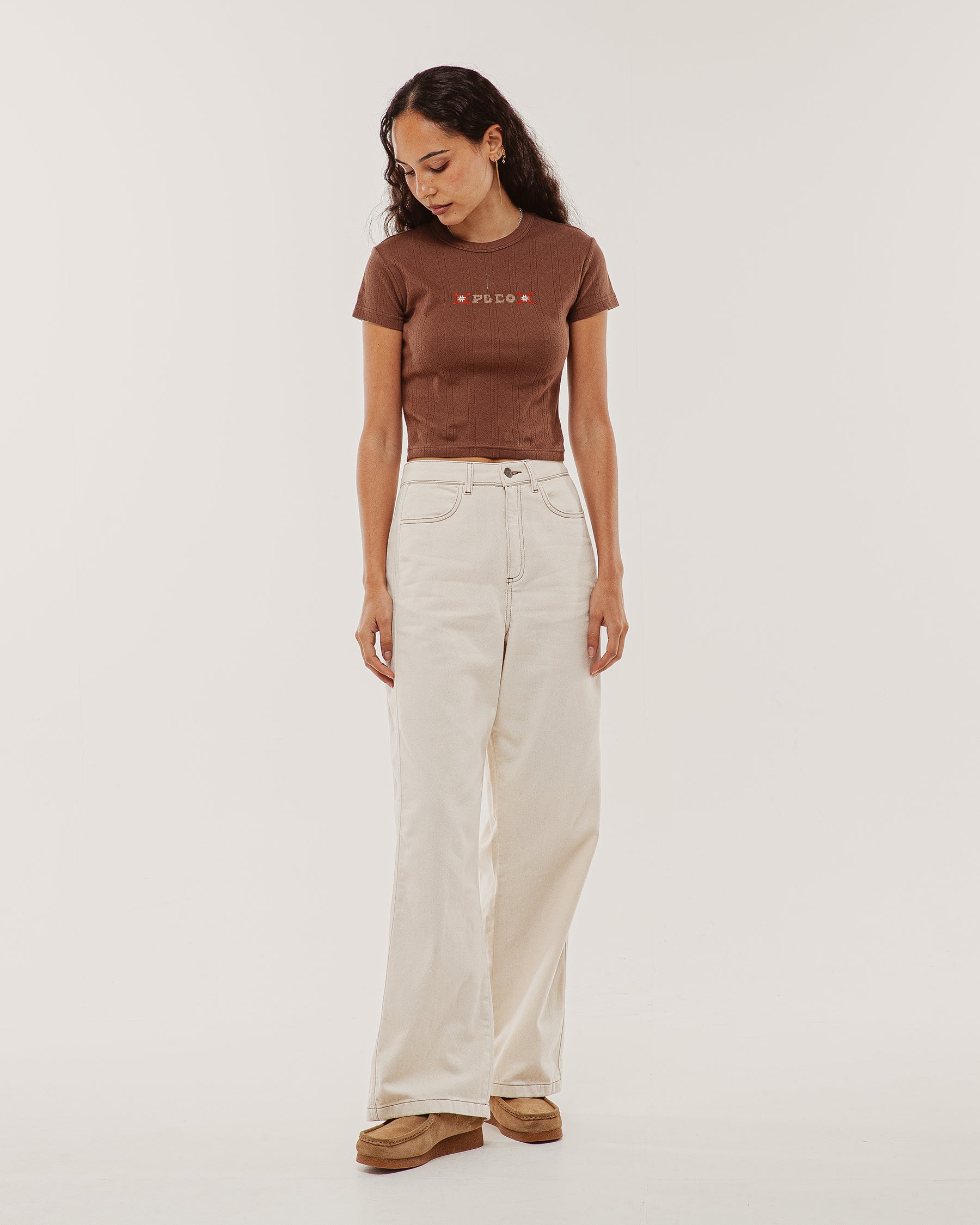 Elsie Embroidered Baby T-Shirt - Brown