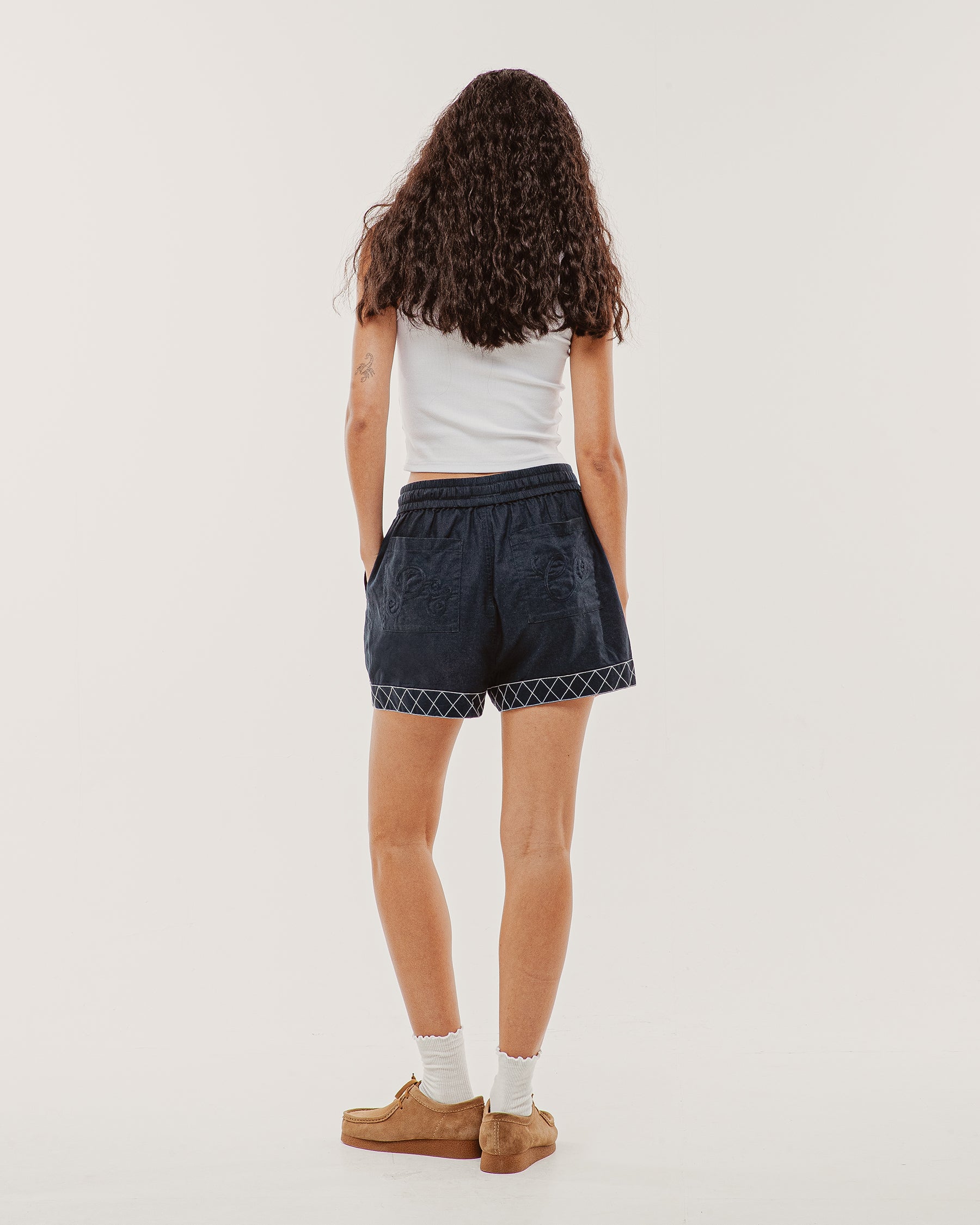 Lottie Linen Shorts - Navy