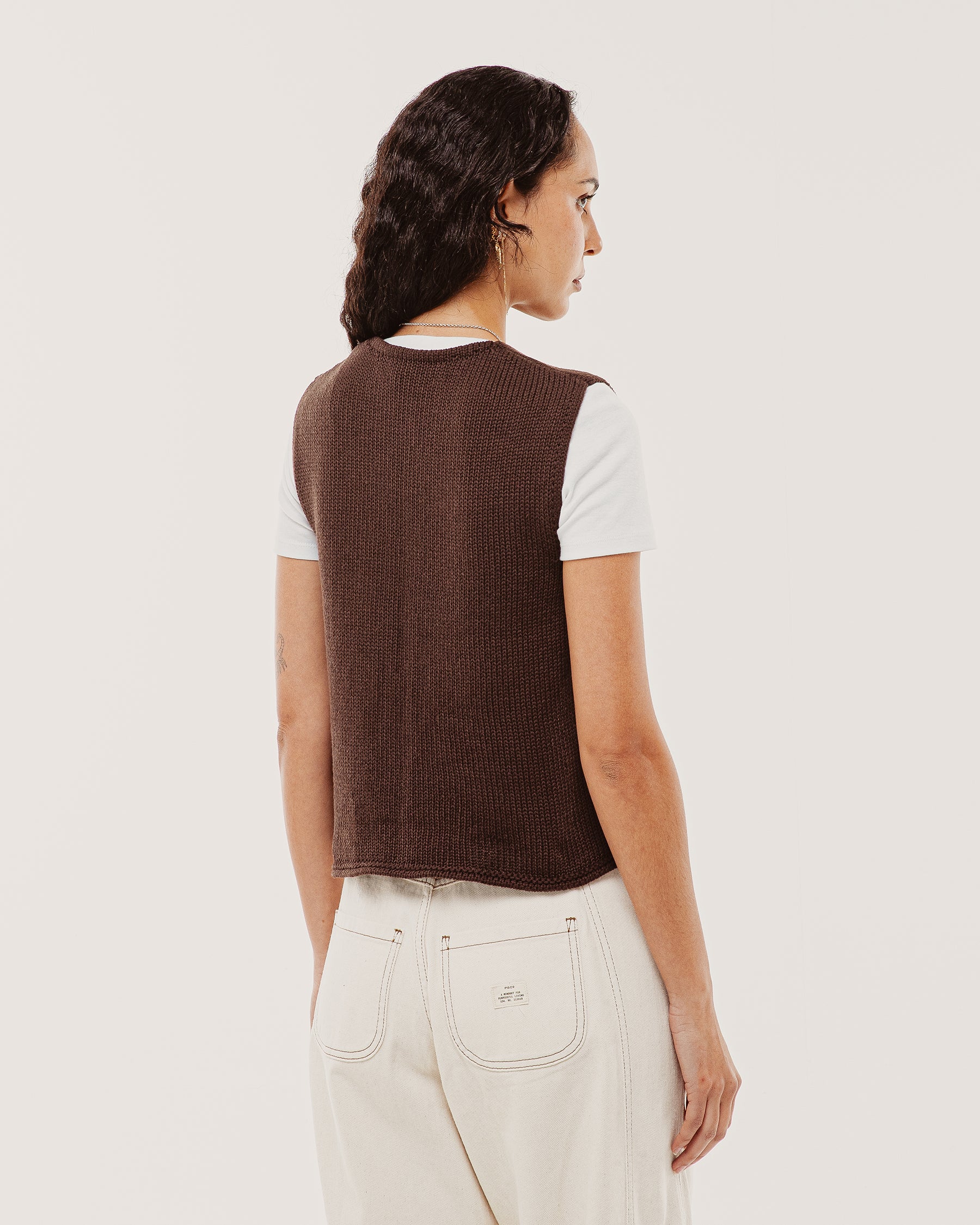 Joni Bow-Tie Knitted Vest - Brown
