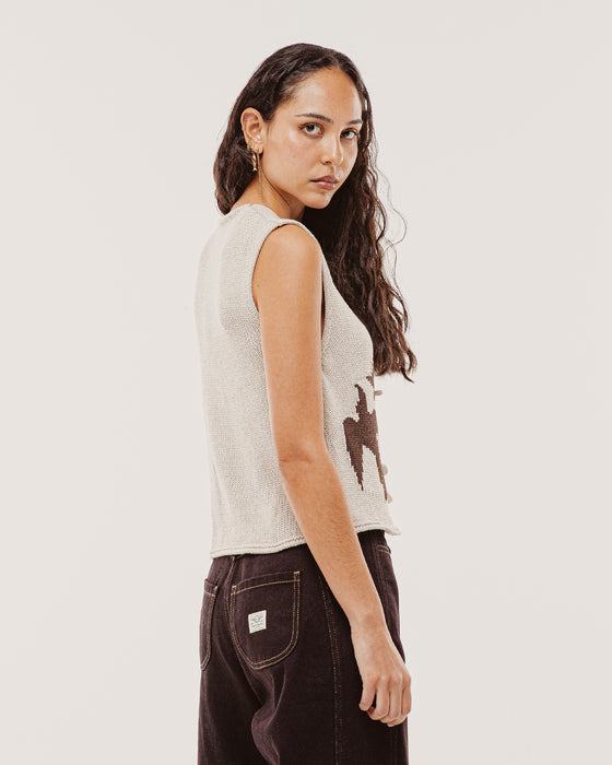 Joni Bow-Tie Knitted Vest - Ecru