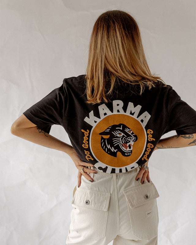 Karma Club Slub T-Shirt – verwaschenes Schwarz 