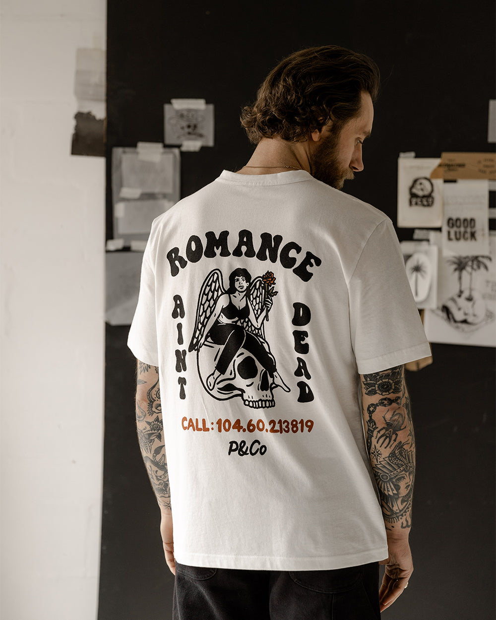 T-Shirt Romance Ain't Dead - Blanc Cassé 