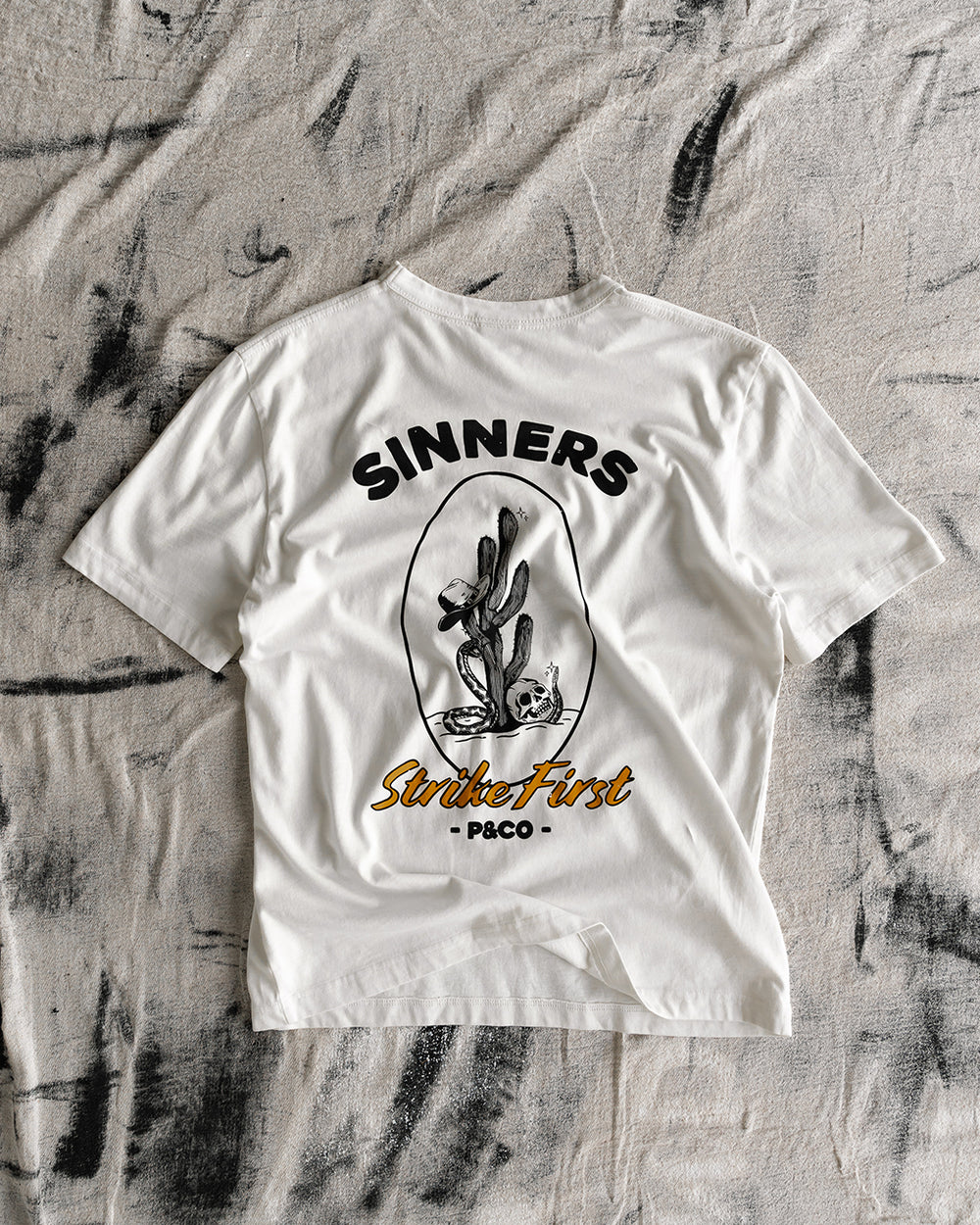 Sinners Strike First T-Shirt - Off White