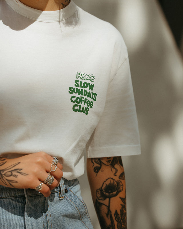 Slow Sundays T-Shirt – gebrochenes Weiß 